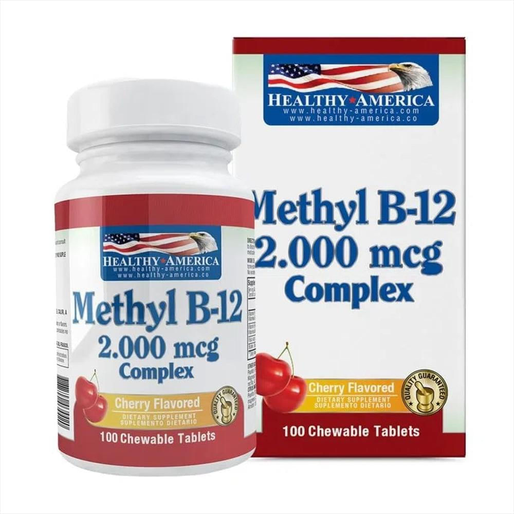 Methyl B 12 2000 Mcg Healthy America Cherry Caj 100 Tab 1 U img #1