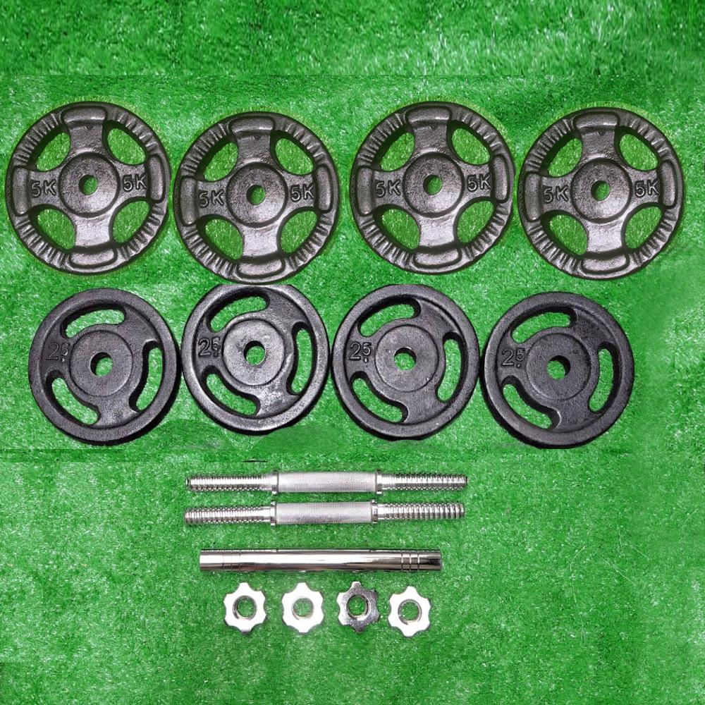 Kit Pesas Mancuernas 35 Kg Hierro Ab Roller + Rusa Ajustable img #2