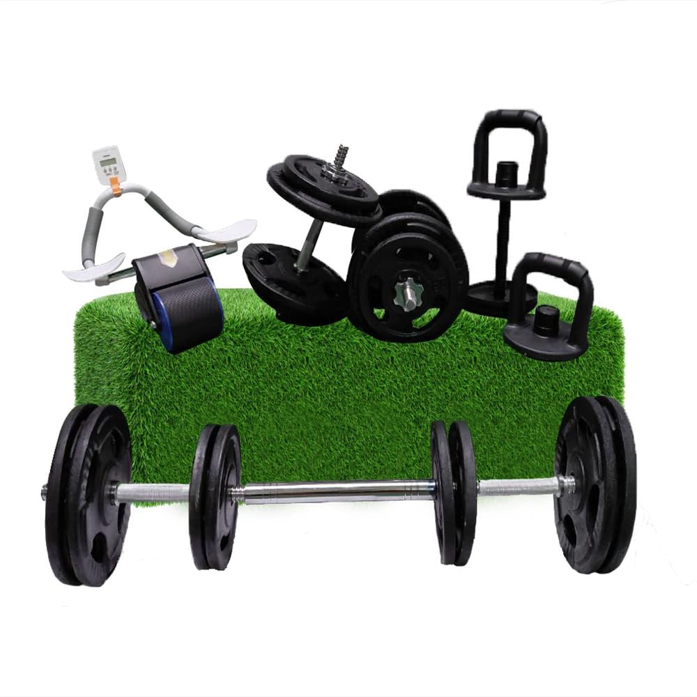 Kit Pesas Mancuernas 40 Kg Hierro Ab Roller + Rusa Ajustable img #1