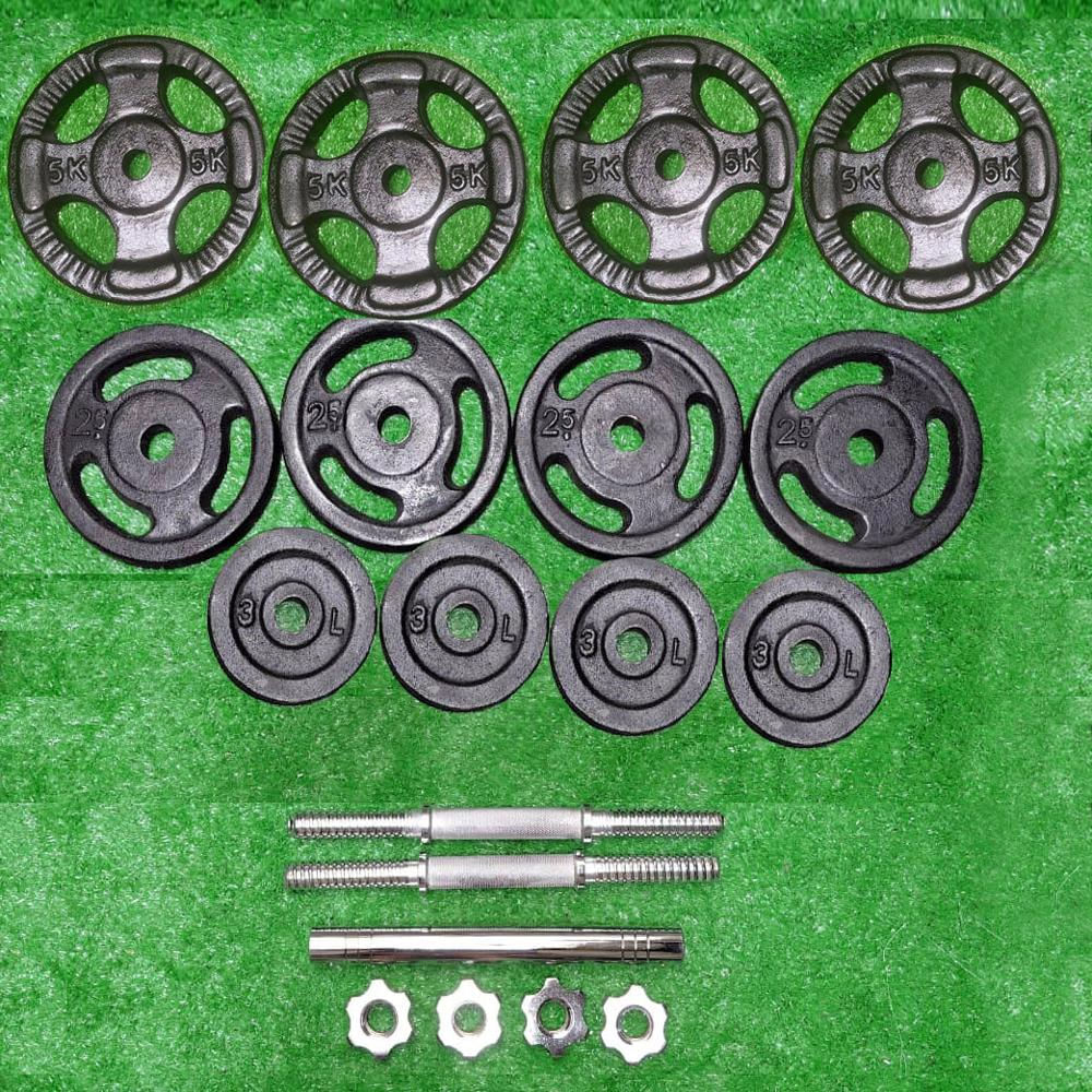 Kit Pesas Mancuernas 40 Kg Hierro Ab Roller + Rusa Ajustable img #2