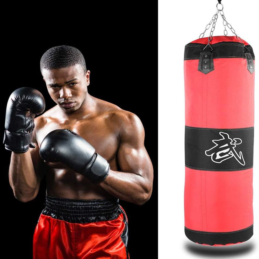 Saco De Boxeo Rojo Rojo De 1.20 M Gancho De Boxeo Vacío img #1