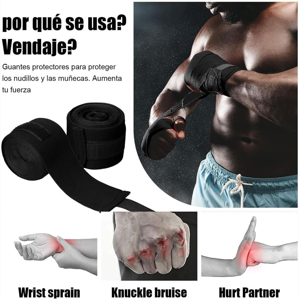 Vendas Boxeo X 2 Protectoras Artes Marciales Envoltura Mano Rojo img #5