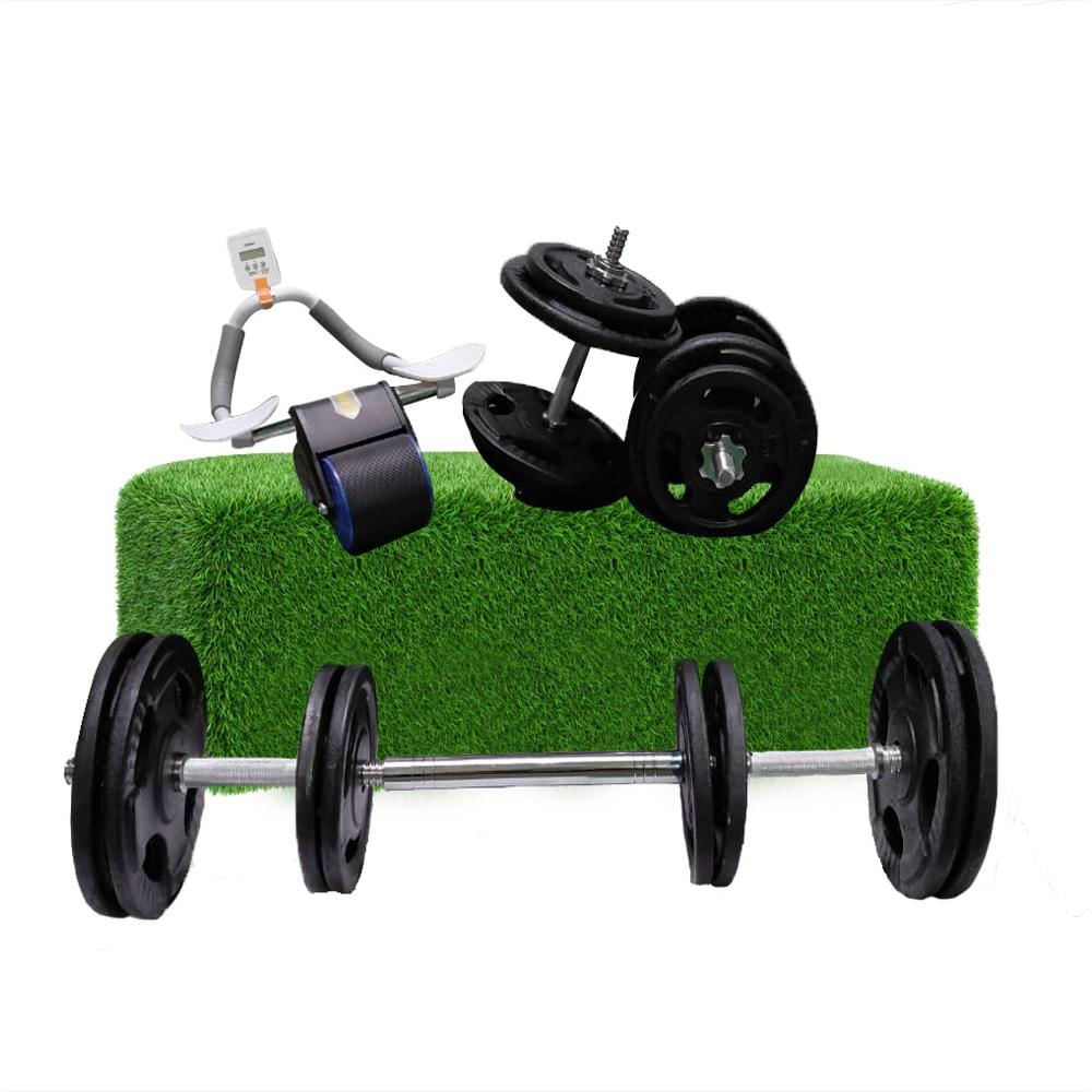 Kit Pesas Mancuernas 20 Kg Mas Ab Roller Gym Acero Hierro img #1