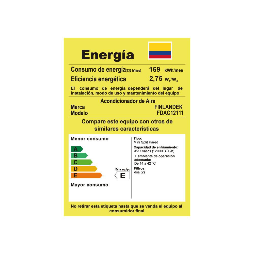 Aire Acondicionado. Convencional FINLANDEK 12000 Btu 110 V FDAC12111 img #4