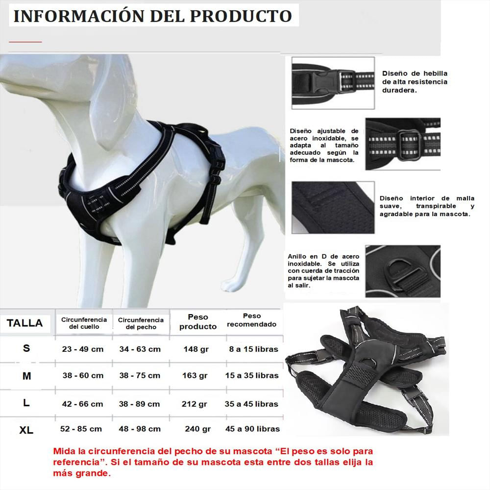 Arnés Pechera Ajustable Con Correa Para Perro Y Gato Talla Xl Rojo img #4