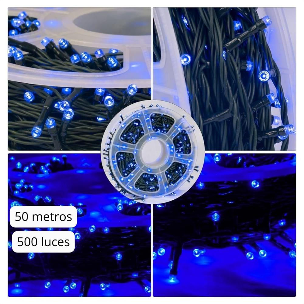 Extensión Luz Led Lineal Azul 500 Luces 50 Metros Cable Verde Ref 1502 img #3