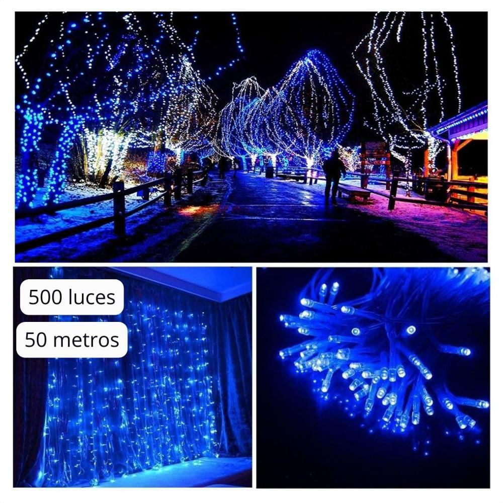 Extensión Luz Led Lineal Azul 500 Luces 50 Metros Cable Transparente Ref 1512 img #3