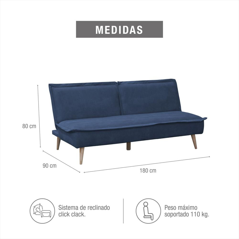 Sofa Cama Dallas Elite Living 80Cm X 180Cm X 90Cm Microfibra Azul img #5