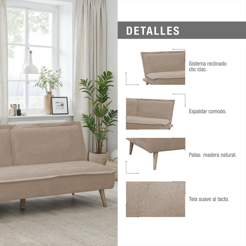 Sofa Cama Dallas Elite Living 80Cm X 180Cm X 90Cm Microfibra Camel img #4