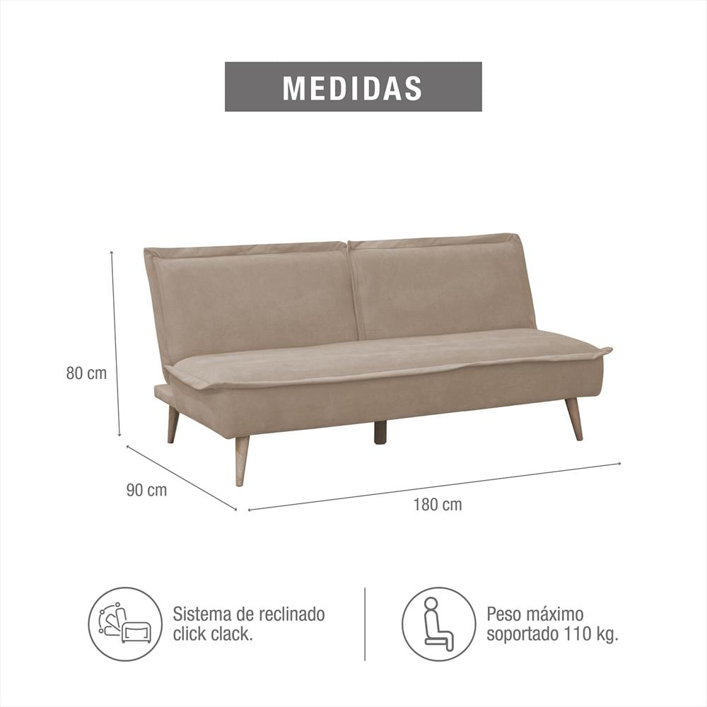 Sofa Cama Dallas Elite Living 80Cm X 180Cm X 90Cm Microfibra Camel img #5