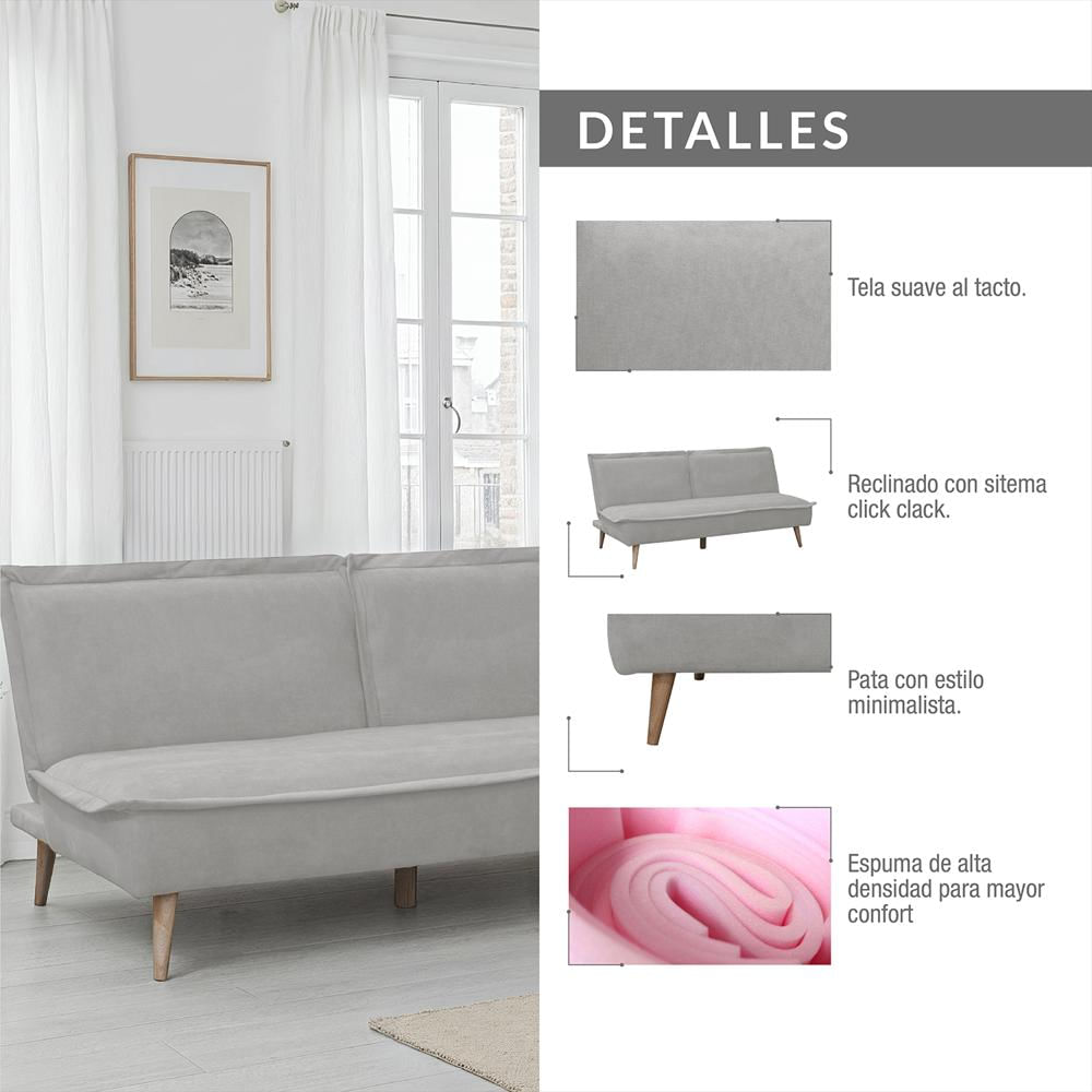 Sofa Cama Dallas Elite Living 80Cm X 180Cm X 90Cm Microfibra Plata img #4