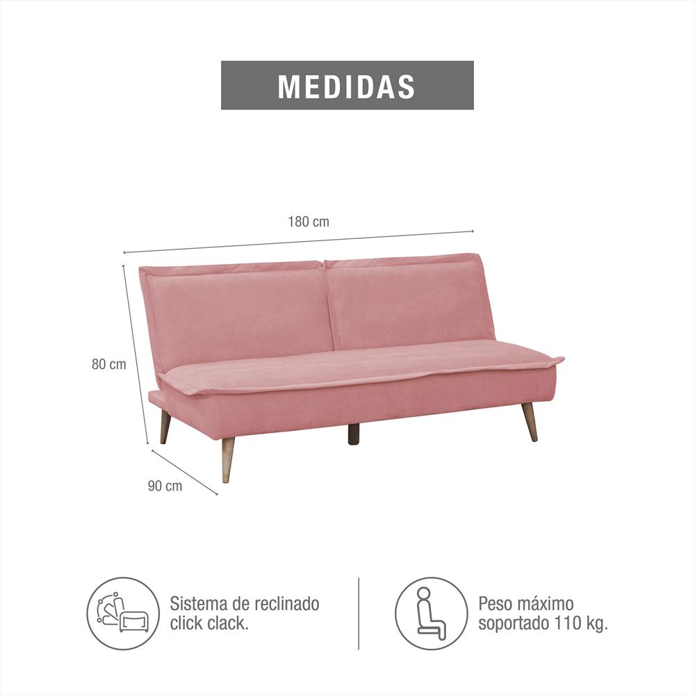 Sofa Cama Dallas Elite Living 80Cm X 180Cm X 90Cm Microfibra Rosa img #5