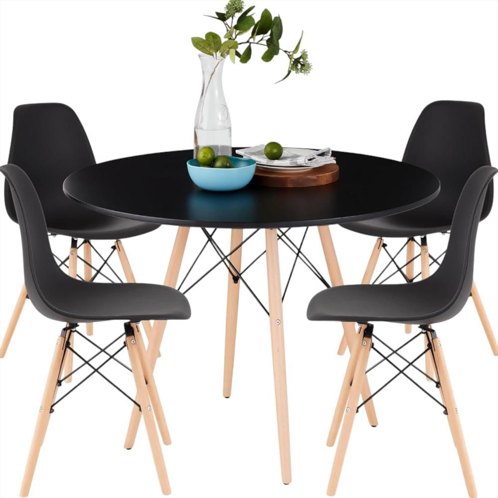 Comerdor Redondo Cy02 + 4 Sillas Color Negro img #1