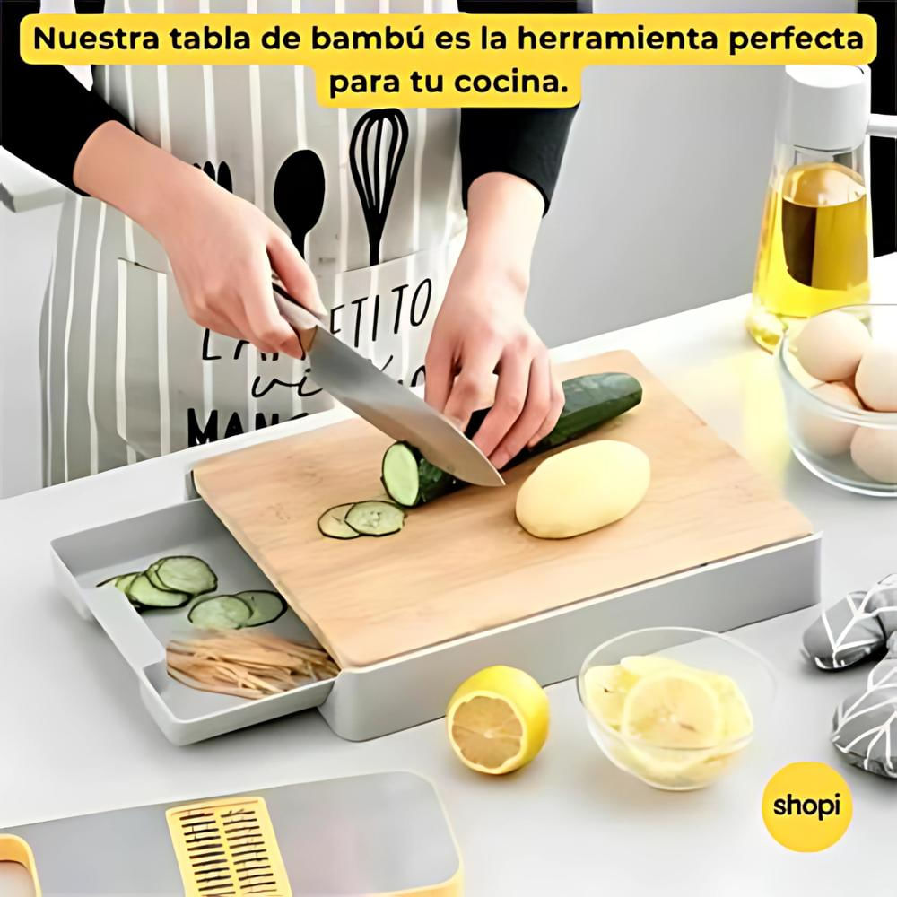 Tabla De Picar Bambú Bandeja Multiusos Cocina Alimentos img #2