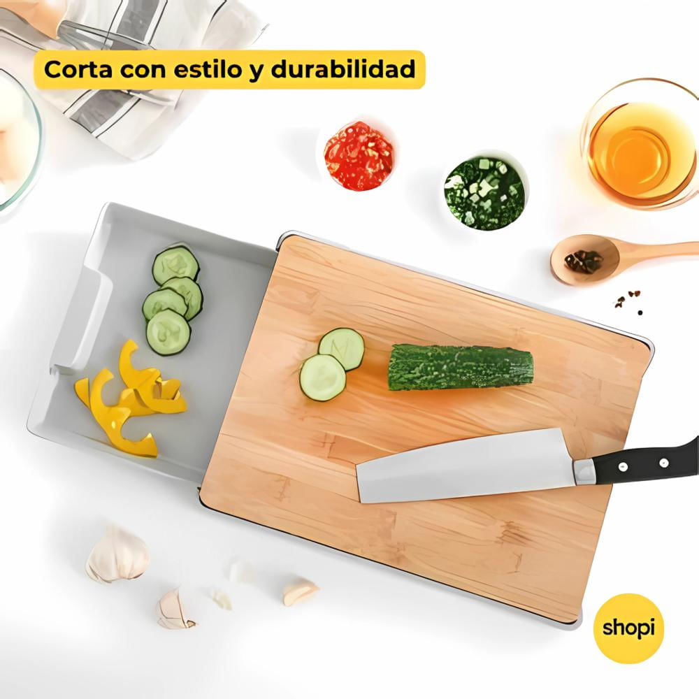 Tabla De Picar Bambú Bandeja Multiusos Cocina Alimentos img #3