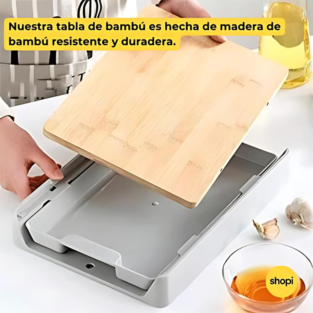 Tabla De Picar Bambú Bandeja Multiusos Cocina Alimentos img #4
