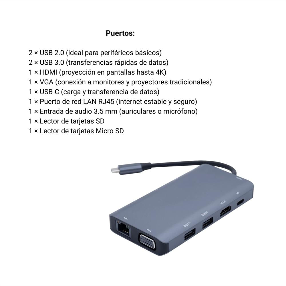 Adaptador Hub Usb C 11 En 1 Essential img #5