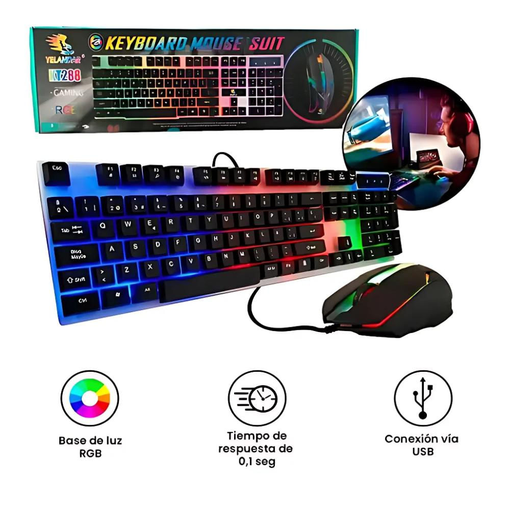 Combo Teclado Y Mouse Alambrico Gamer Rgb Kt 288 img #1