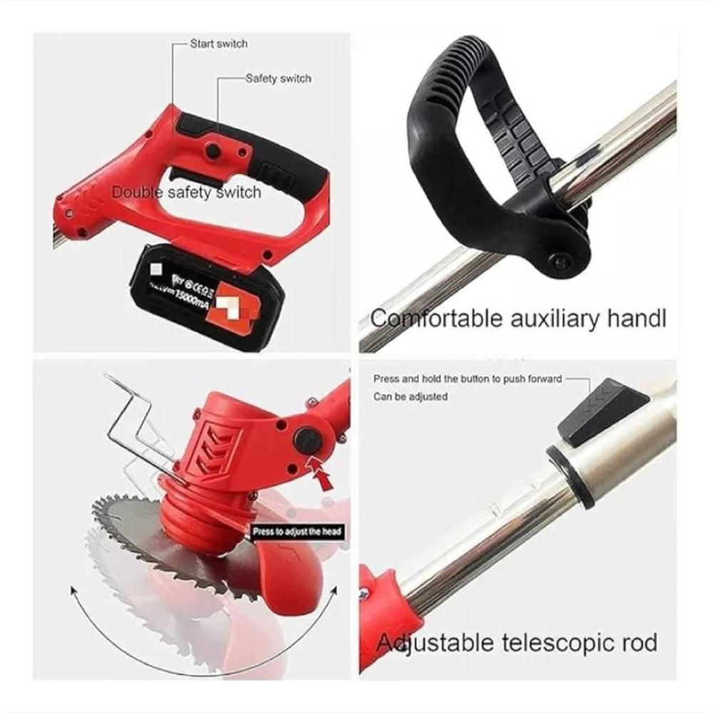 Guadaña Inalámbrica Recargable Para Cortar Césped Con 2 Baterías img #3
