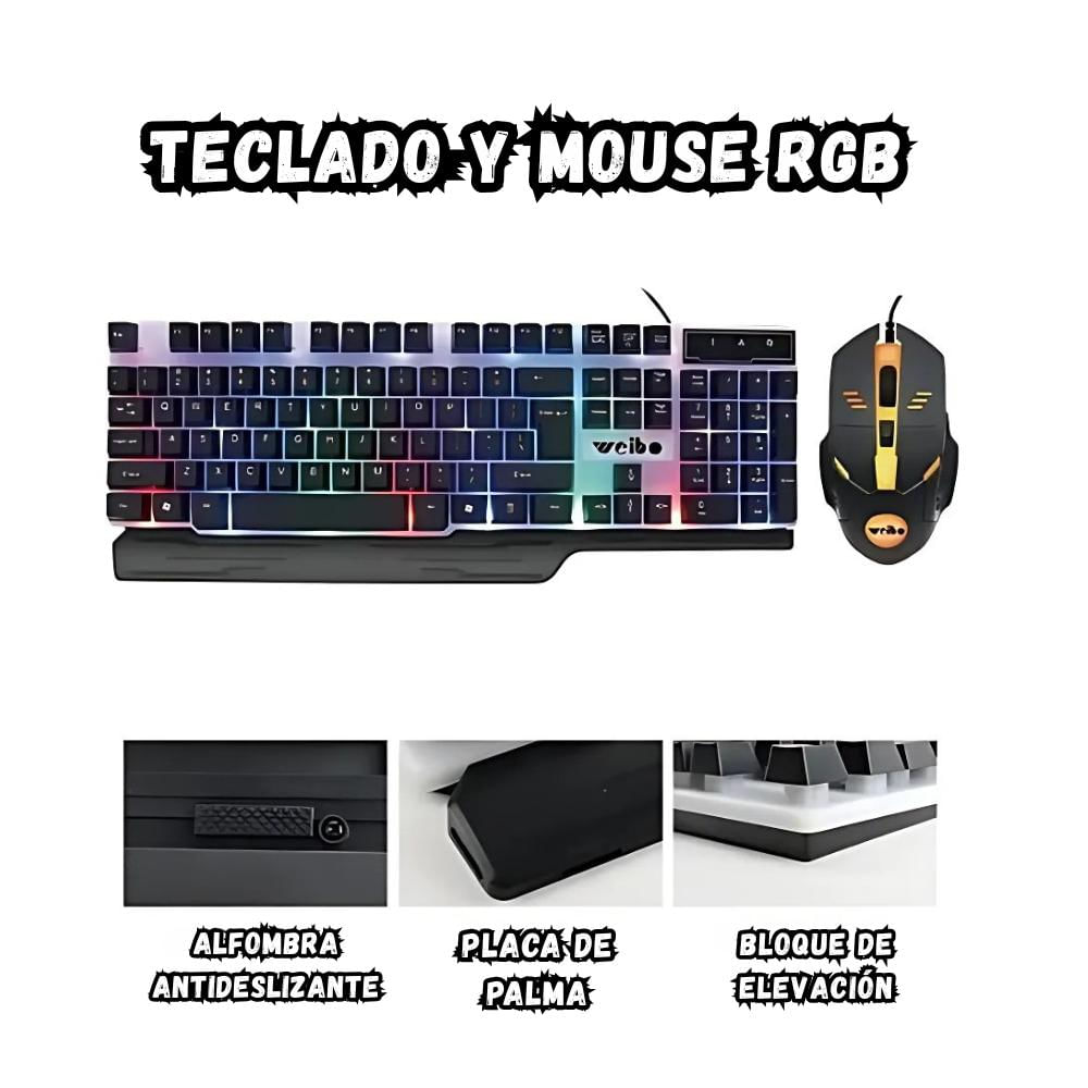 Combo Teclado Y Mouse Gamer Rgb Alambrico Weibo 550 img #3
