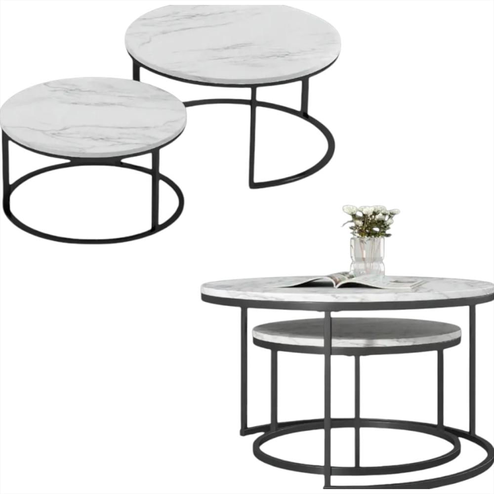 Mesa De Centro Doble A6599 Color Blanca img #2