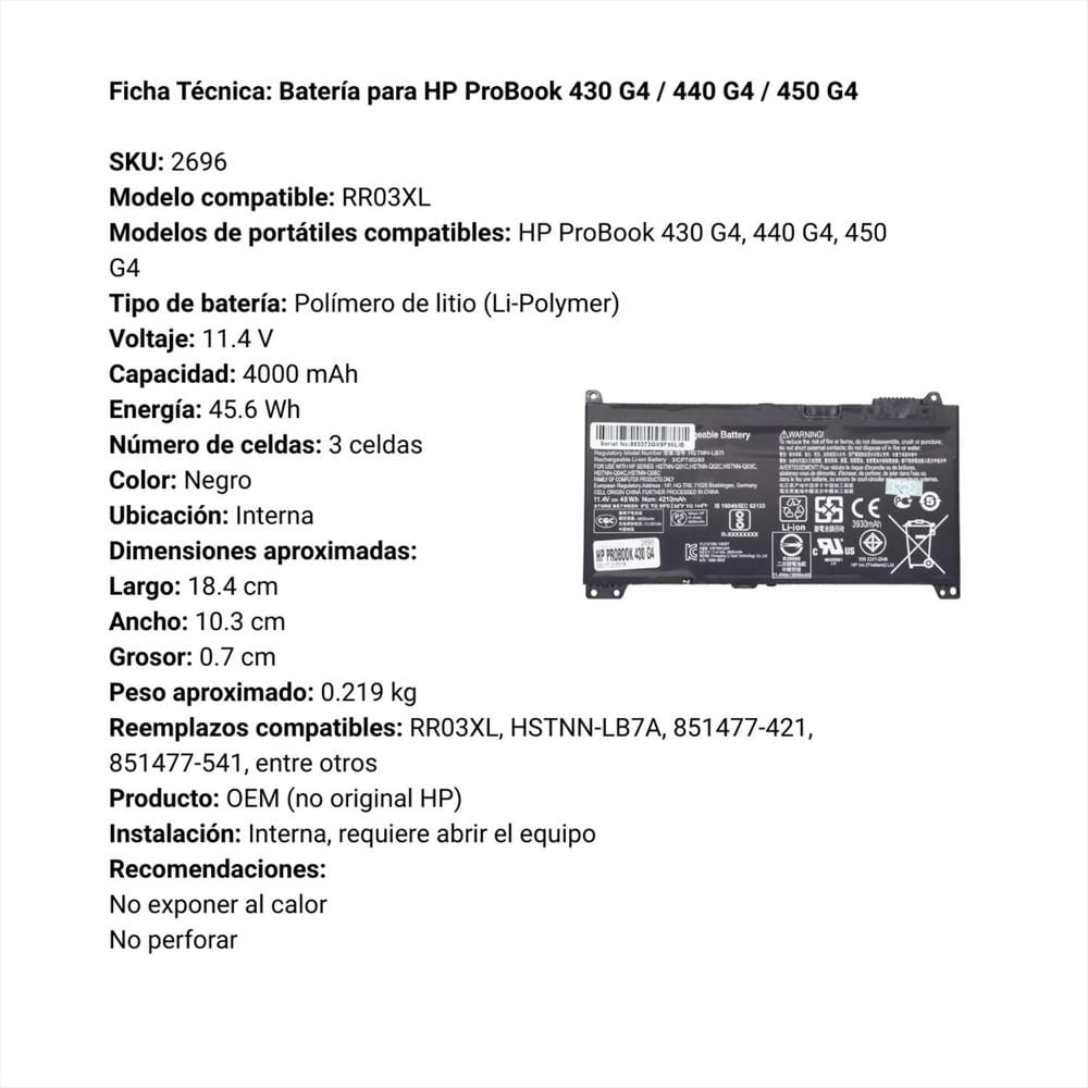 Bateria Para Hp Probook 430 G4 440 G4 450 G4 img #3