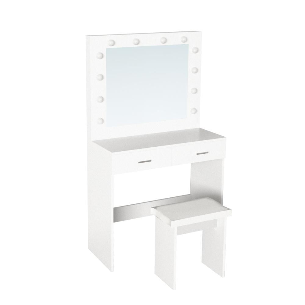Tocador Con Luces Led Bella, Blanco Mate, Incluye La Silla img #1
