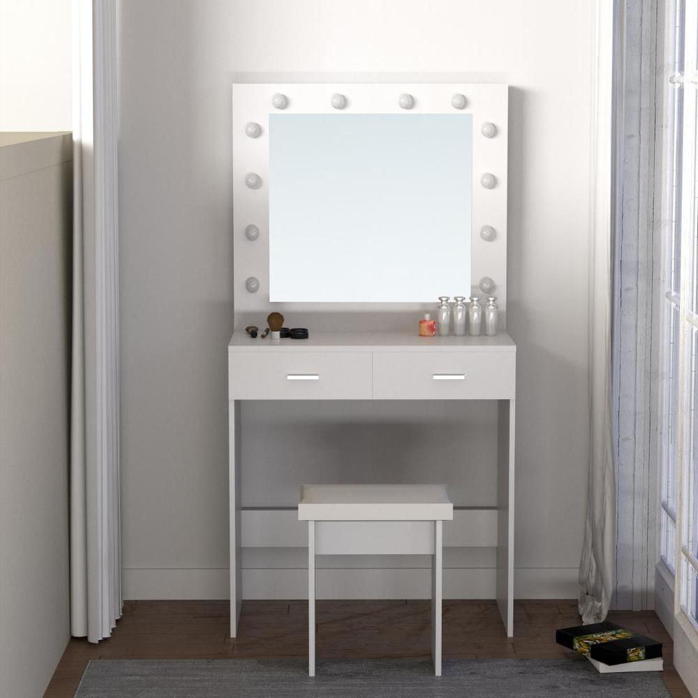 Tocador Con Luces Led Bella, Blanco Mate, Incluye La Silla img #2