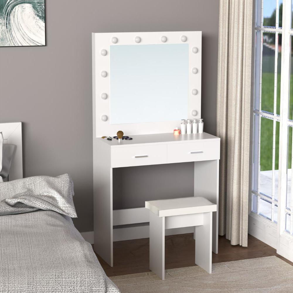 Tocador Con Luces Led Bella, Blanco Mate, Incluye La Silla img #3