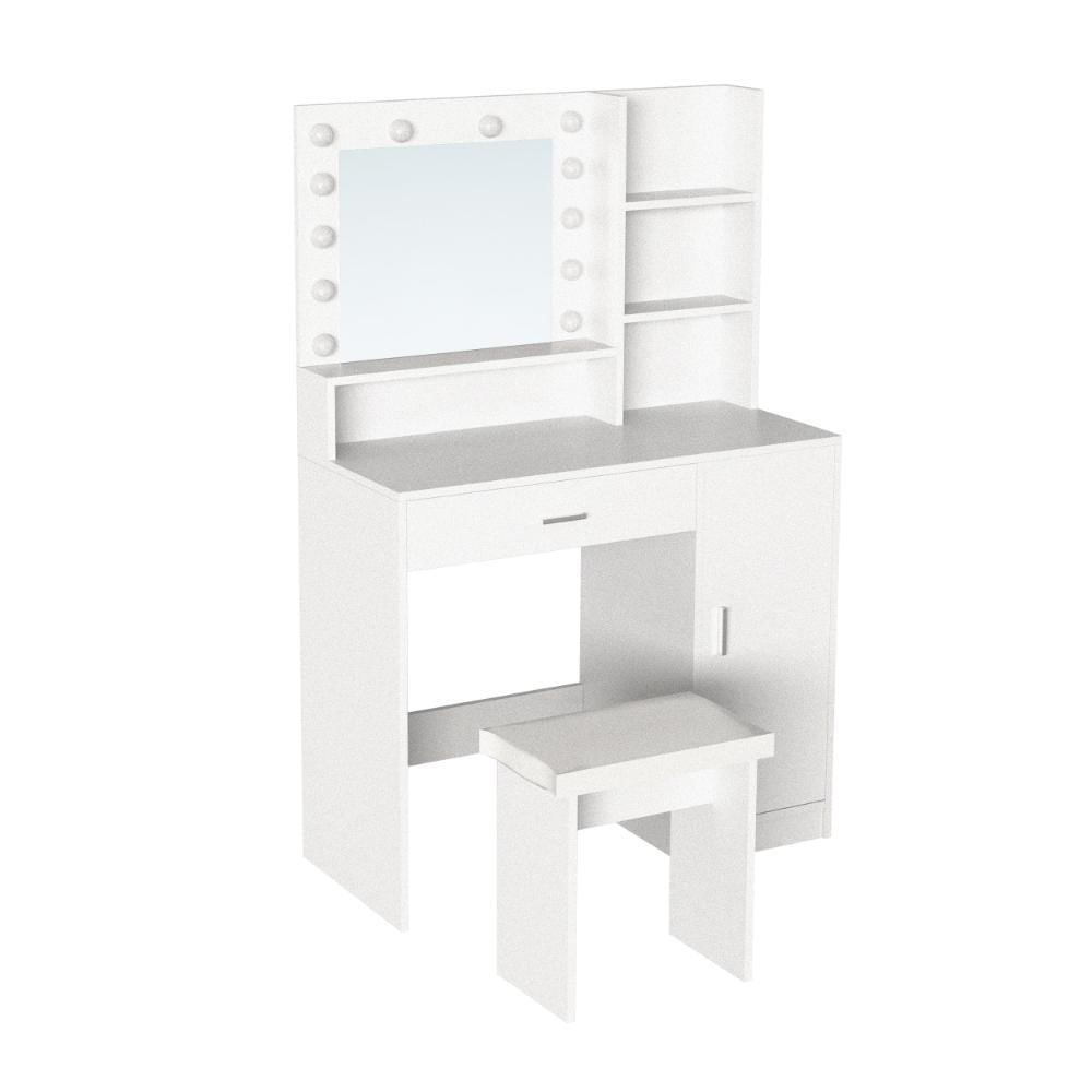 Tocador Con Luces Led Aura, Blanco Mate, Incluye La Silla img #1