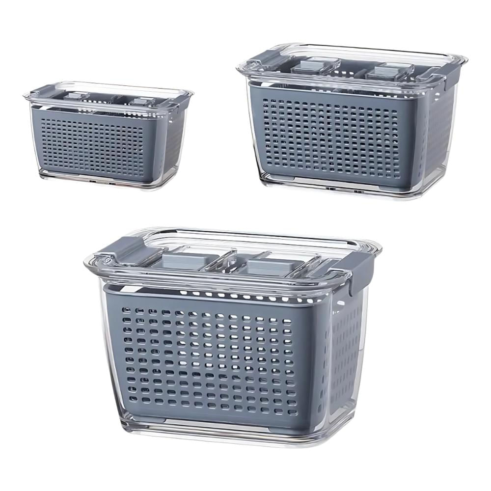 Recipiente Hermético Escurridor Organizador Nevera Kit X3 img #1