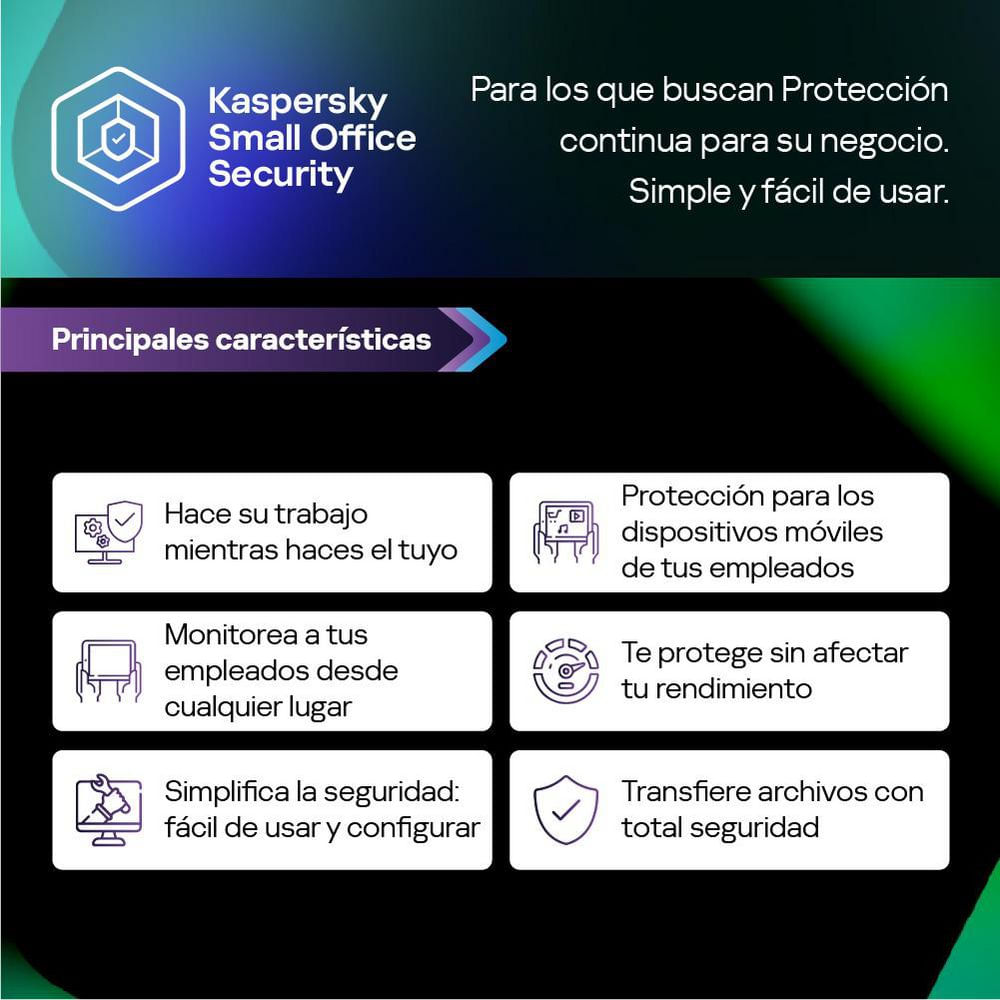 Antivirus Small Office 1 año 25 Dispositivos KASPERSKY Security KL4541DDPFS img #2
