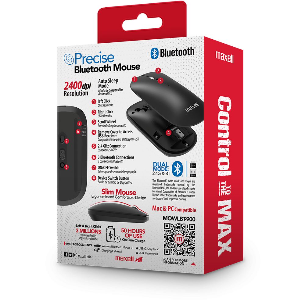 Mouse Bluetooth Inalámbrico Mowlbt900 MAXELL 348634 img #2