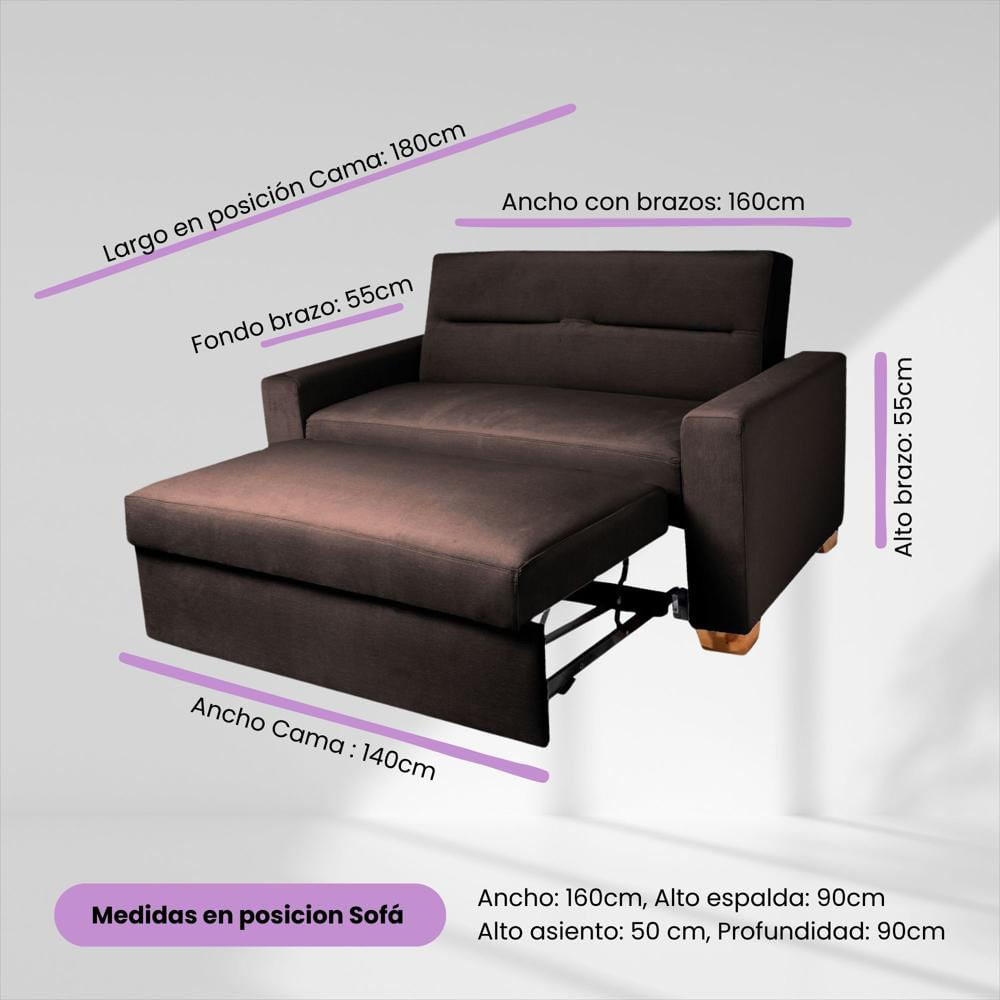 Sofa Cama Orquidea Herraje Aleman Chocolate img #4