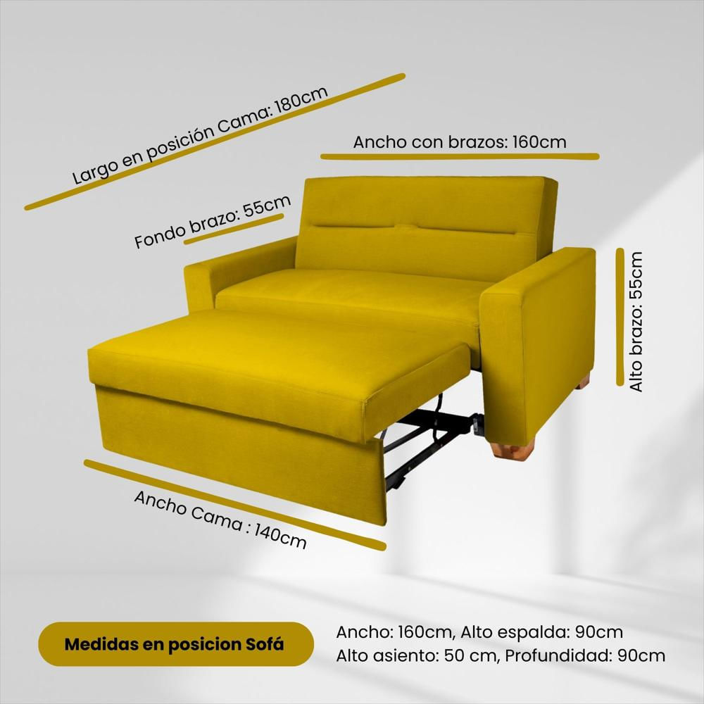 Sofa Cama Orquidea Herraje Aleman Mostaza img #4