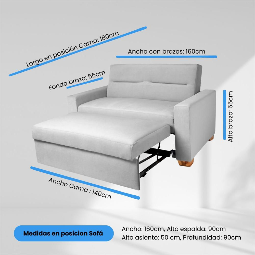 Sofa Cama Orquidea Herraje Aleman Gris img #4