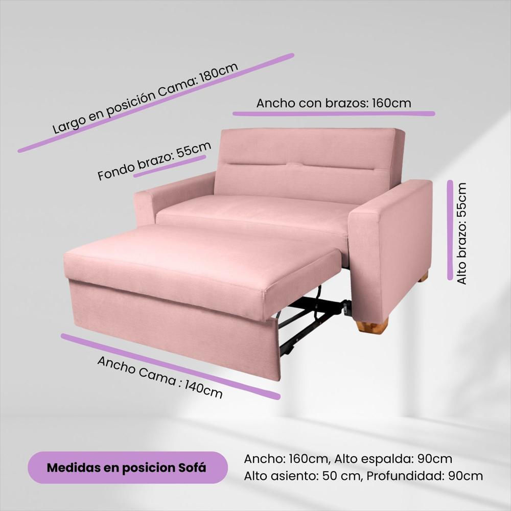 Sofa Cama Orquidea Herraje Aleman Rosado img #4