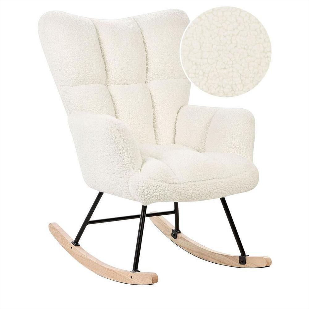 Silla Mecedora Moderna De Madera Para Adulto Cómoda Y Elegante Blanca img #3