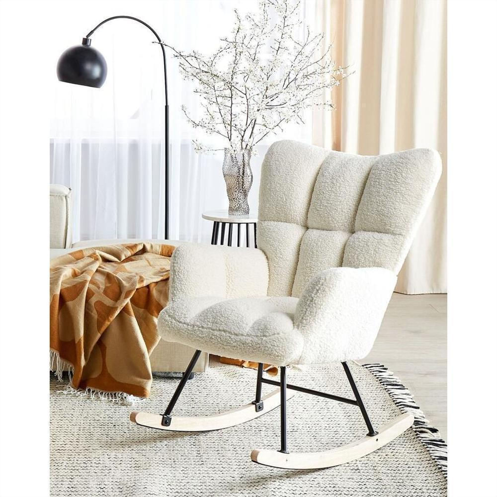 Silla Mecedora Moderna De Madera Para Adulto Cómoda Y Elegante Blanca img #5