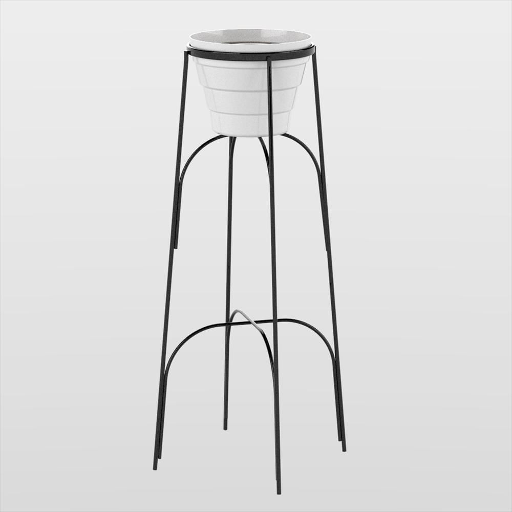 Soporte Piso Arco Alto Con Matera Plastificado Negro img #1