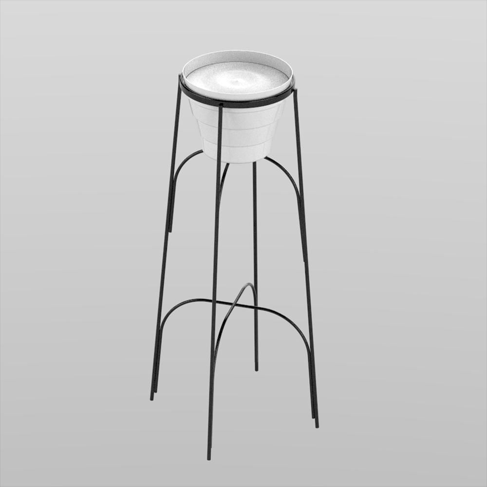 Soporte Piso Arco Alto Con Matera Plastificado Negro img #2