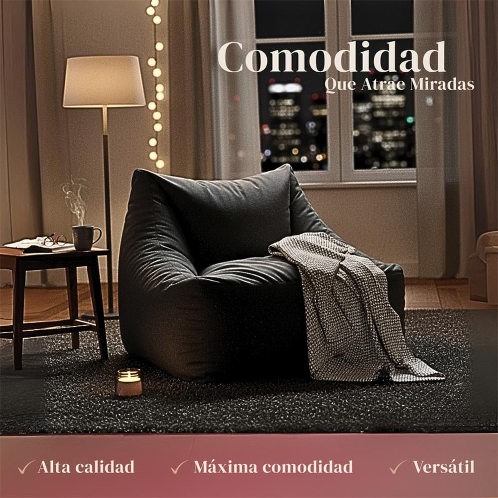 Sillón Puff Kubox En Microfibra Negro img #2