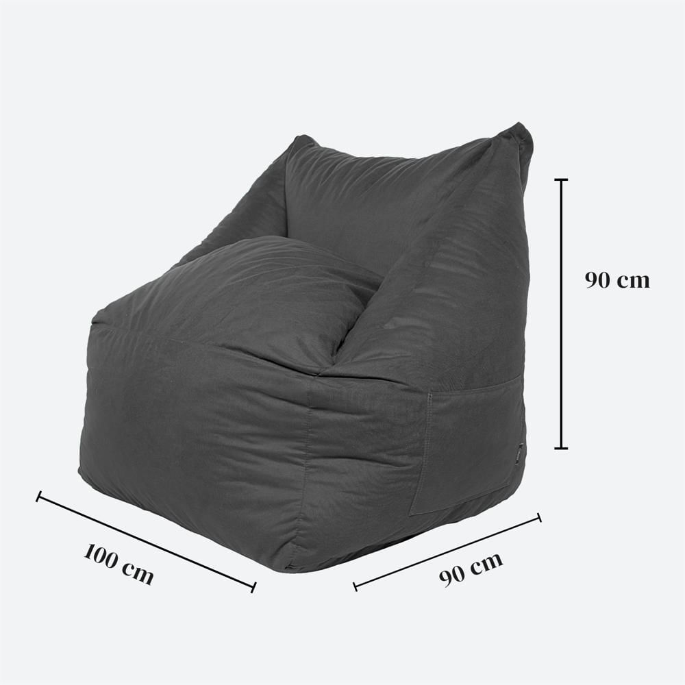Sillón Puff Kubox En Microfibra Negro img #3