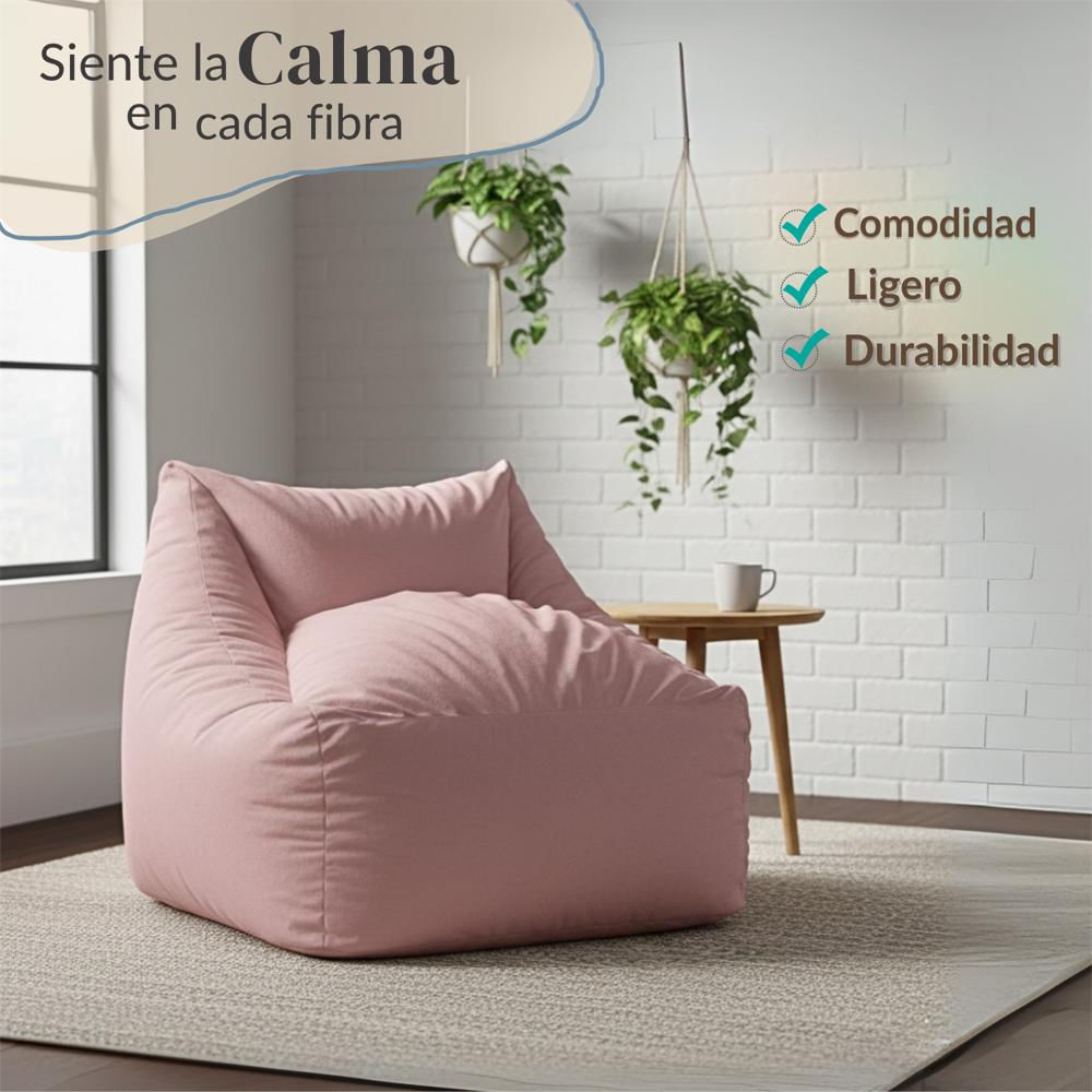 Sillón Puff Kubox En Microfibra Rosa img #2
