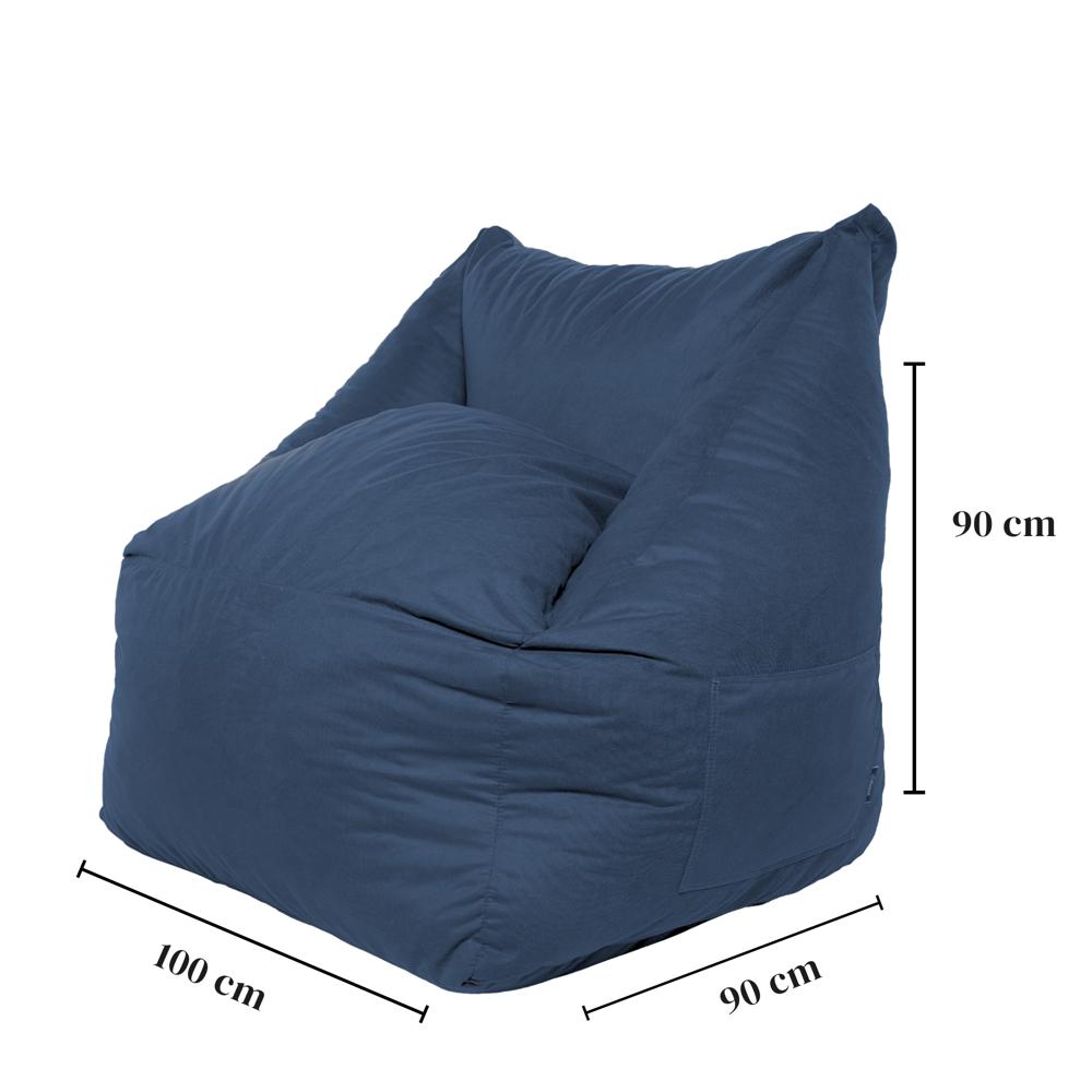 Sillón Puff Kubox En Microfibra Azul Oscuro img #3