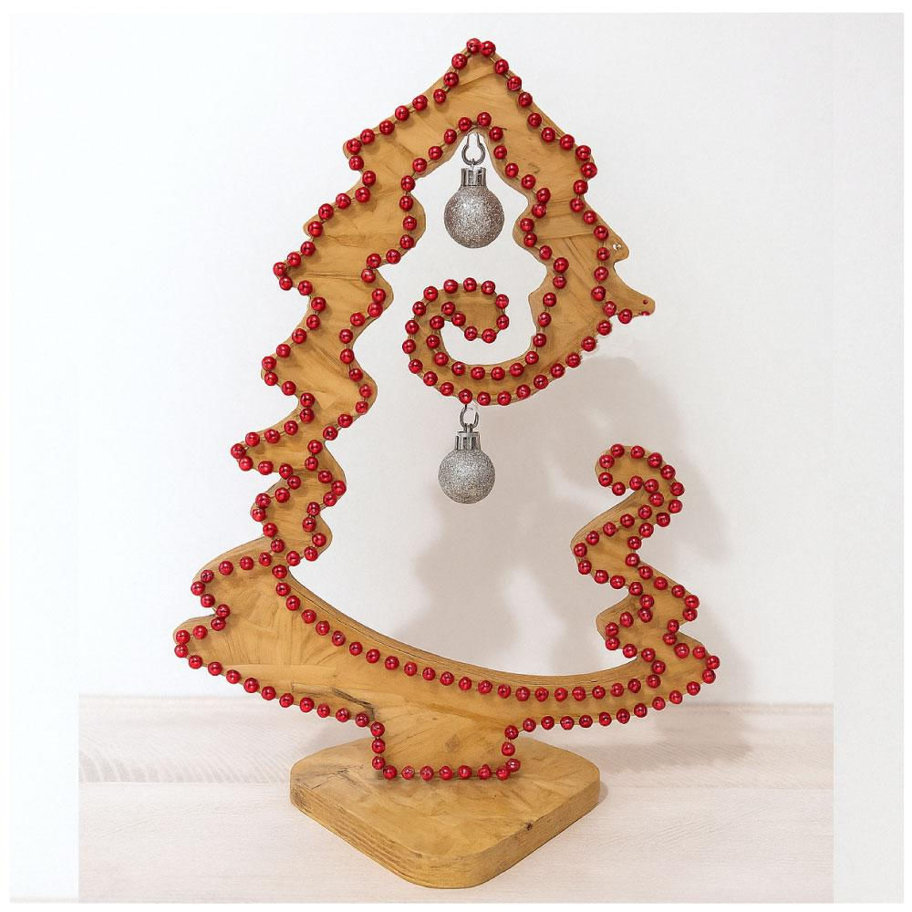 Árbol Decorativo En Osb Con Esferas Plateadas img #1