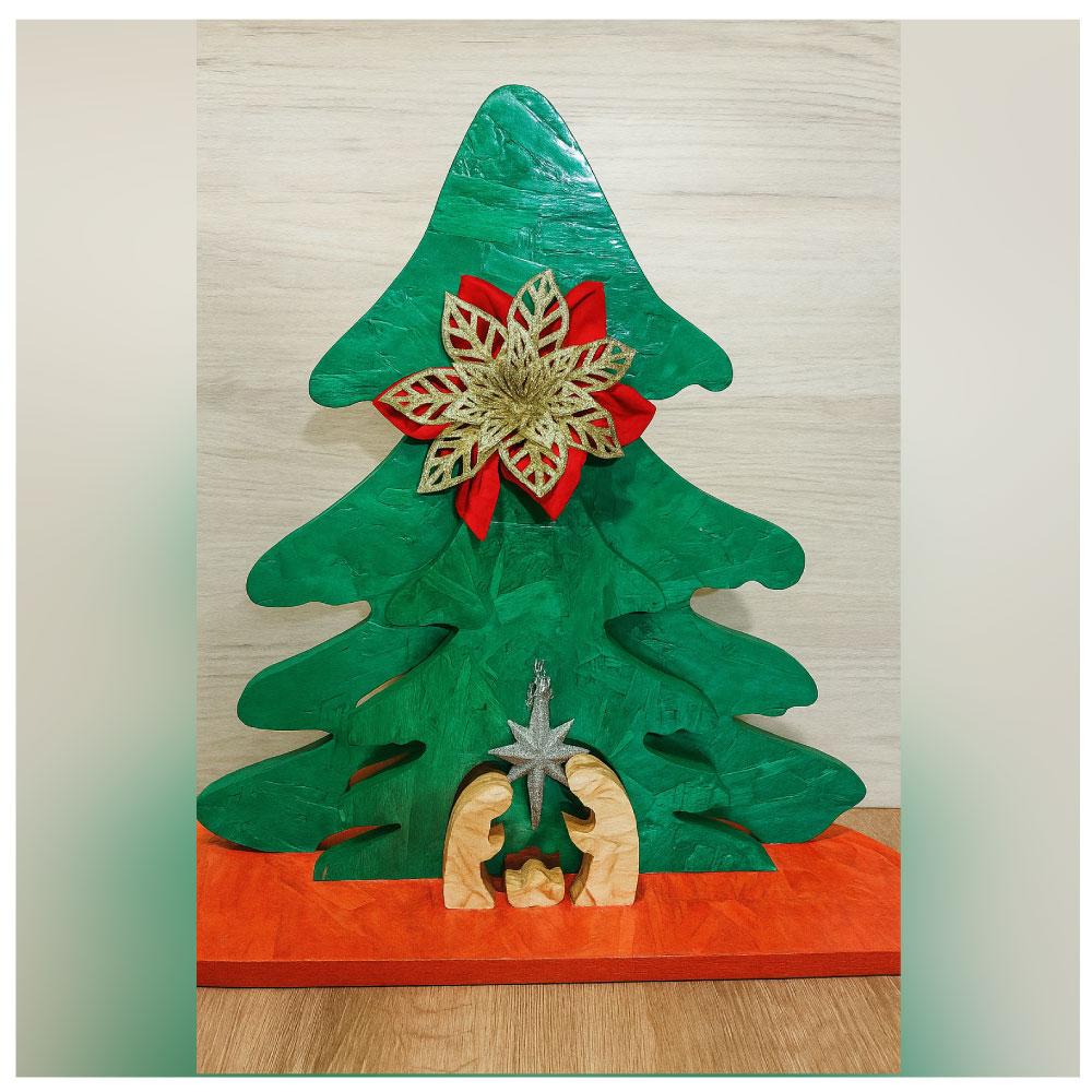 Árbol Decorativo En Osb Con Pesebre Pintado img #1