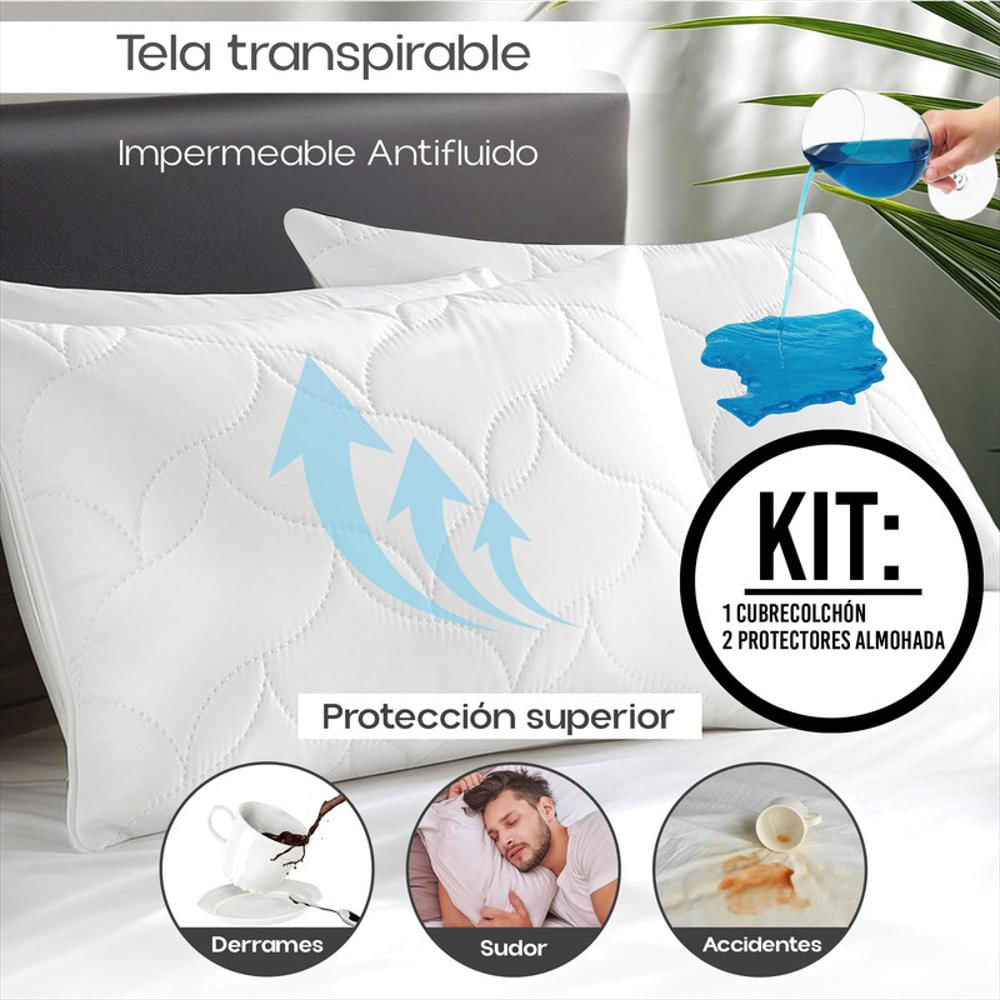 Combo Cama Sencilla: Cubrecolchón + 2 Protectores Almohada img #3