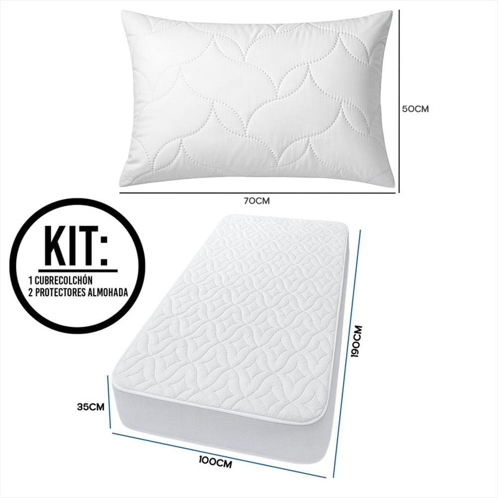 Combo Cama Sencilla: Cubrecolchón + 2 Protectores Almohada img #5