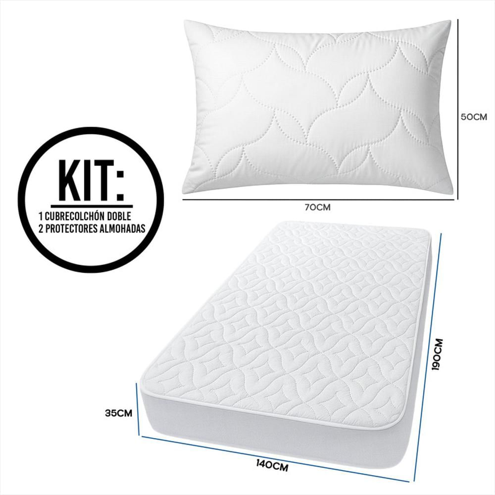 Combo Cama Doble: Cubrecolchón + 2 Protectores Almohada img #5